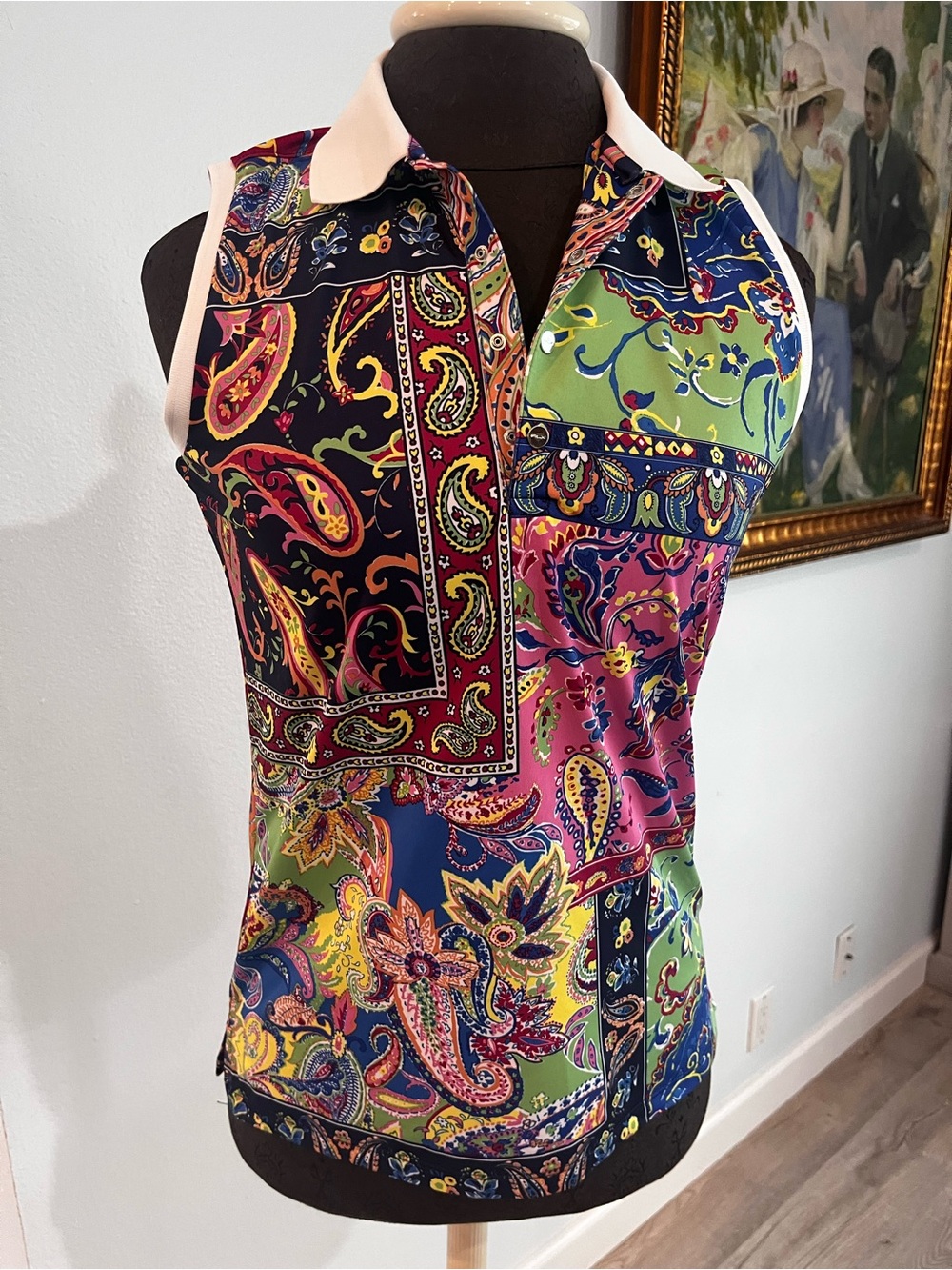 Ralph Lauren RLX Women’s Paisley Sleeves Golf Polo Small